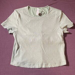 Yogalicious Heavenly Rib Tara Crop Short Sleeve Shirt in mint green - size Large